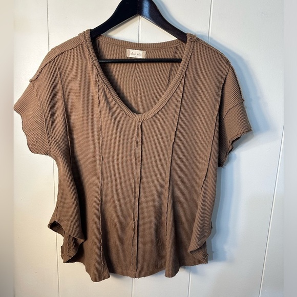 Altar’d State Women’s Brown Deconstructed Brown Shirt Size Large - Picture 4 of 10
